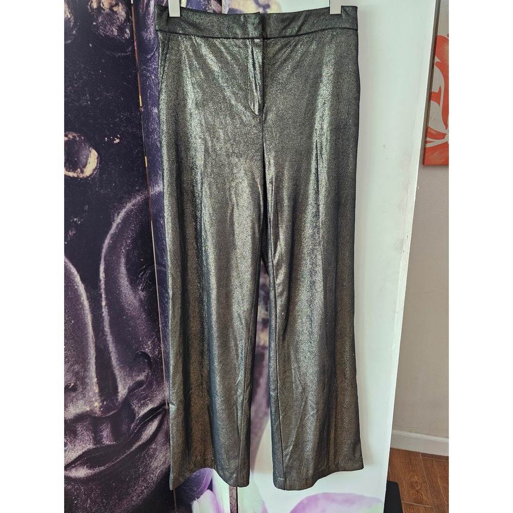 Joie Metallic Wide Leg Trousers Pewter Gold Shimmer Pants Womens Size 8